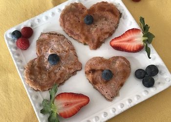 Easy Pink Heart Sourdough Pancakes