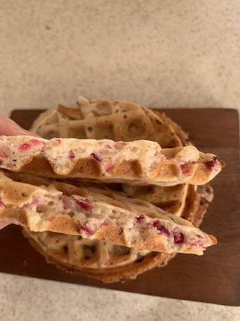 Easy Sourdough Cranberry Waffles